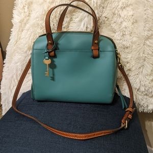Like New Fossil Green Rachel Satchel Bag